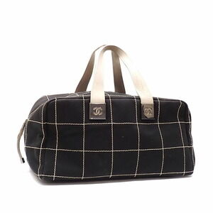 CHANEL Black Canvas Boston Bag